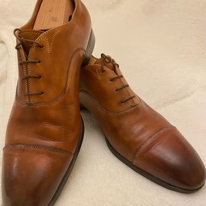 Santoni Brown Leather Dress Shoes